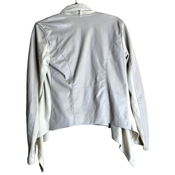BlankNYC Style #30M-9027 Neutral beige Vegan LEATHER DRAPED Long Sleeve JACKET - Picture 3 of 11